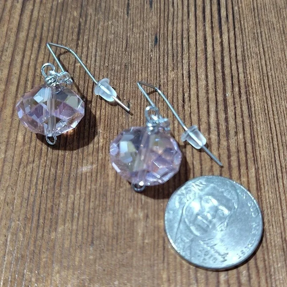 *5 For $20***Pink Crystal Drop Earrings/Handmade Ladies Earrings/Pink Crystals - Picture 5 of 9